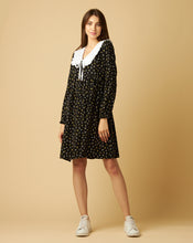 Load image into Gallery viewer, Black Flowered Dress with Detachable Collar
