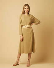 Load image into Gallery viewer, Beige Eco-Friendly Style Dress with an Open Back and Braided Belt