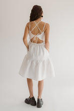 Load image into Gallery viewer, Snow-White Textured Tiered Dress With Pockets And Adjustable Stripes