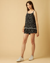 Load image into Gallery viewer, Floral Print Top with White Lace and a Red Button