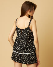 Load image into Gallery viewer, Floral Print Top with White Lace and a Red Button