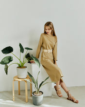 Load image into Gallery viewer, Beige Eco-Friendly Style Dress with an Open Back and Braided Belt