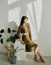 Load image into Gallery viewer, Khaki Eco-Friendly Style Dress with an Open Back and Braided Belt
