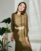 Load image into Gallery viewer, Khaki Eco-Friendly Style Dress with an Open Back and Braided Belt