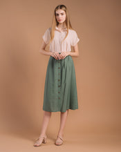 Load image into Gallery viewer, Emerald Green Midi Front Buttons Skirt
