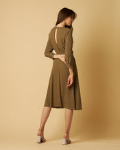 Load image into Gallery viewer, Khaki Eco-Friendly Style Dress with an Open Back and Braided Belt

