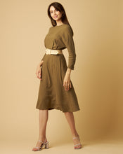 Load image into Gallery viewer, Khaki Eco-Friendly Style Dress with an Open Back and Braided Belt
