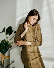 Load image into Gallery viewer, Khaki Eco-Friendly Style Dress with an Open Back and Braided Belt

